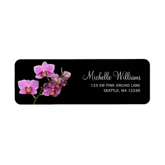 Pink and Black Orchid Return Address Label