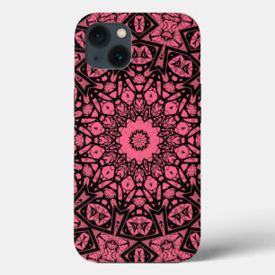 Pink and black ornament shawl patchwork shawl iPhone 13 case