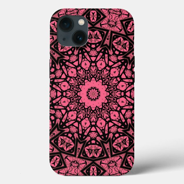 Pink and black ornament shawl patchwork shawl Case-Mate iPhone case (Back)
