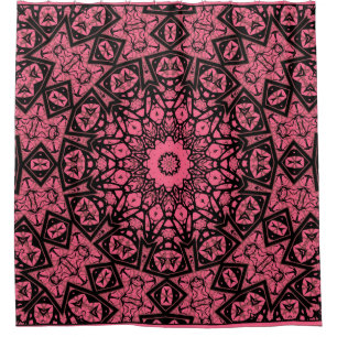 Pink and black ornament shawl patchwork shawl shower curtain