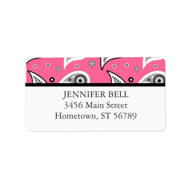 Pink and Black Paisley Address Label (Front)