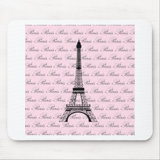 Pink and Black Paris Eiffel Tower Mouse Mat