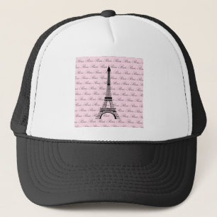 Pink and Black Paris Eiffel Tower Trucker Hat