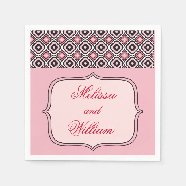 Pink and Black Pattern Napkin (Front)