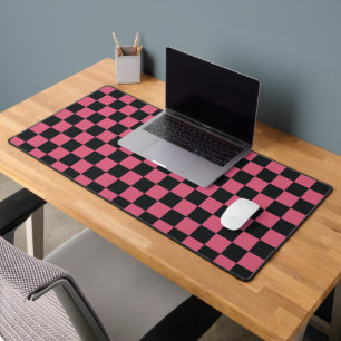 Pink and Black Patterns Chequerboard Check Chequer Desk Mat