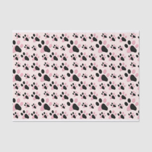 Pink And Black Paw Print Tissue Paper