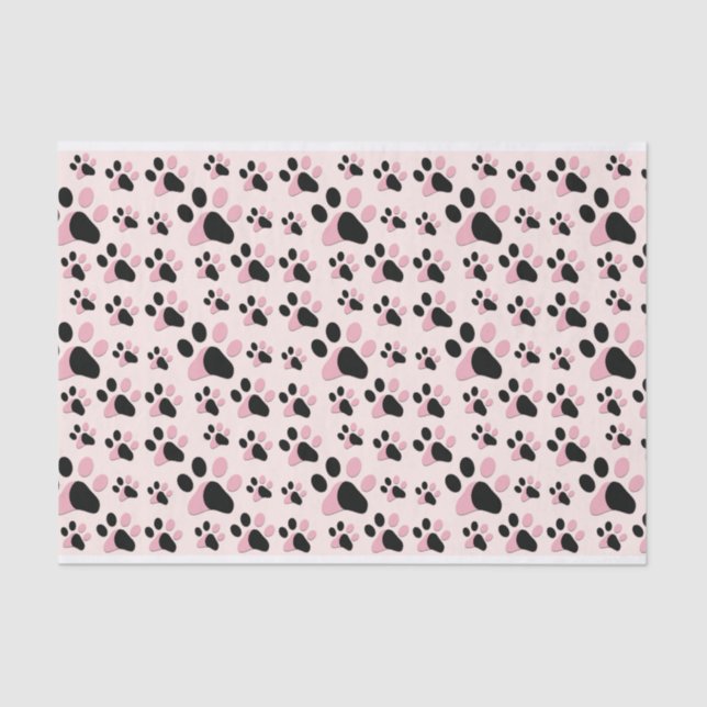 Pink And Black Paw Print  Tissue Paper (Front)