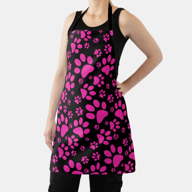 Pink and Black Paw-Prints Apron (Insitu)
