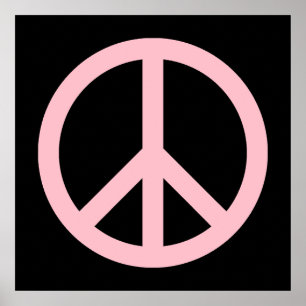 Pink and Black Peace Symbol Poster