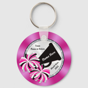 Pink and Black, Personalised Cheerleader Keychains