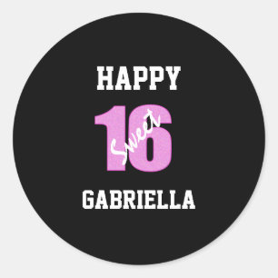 Pink And Black Personalised Sweet 16 Stickers