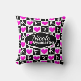 PINK AND BLACK PERSONALIZED GYMNAST DESIGN CUSHION