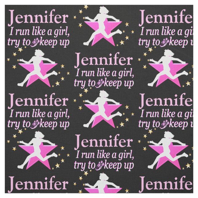PINK AND BLACK PERSONALIZED RUNNER GIRL FABRIC (Swatch)