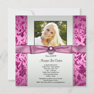 Pink and Black Photo Graduation Invitation