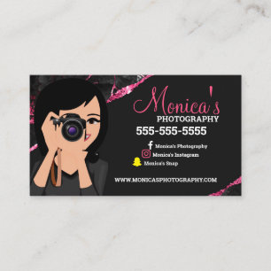 Pink and Black photographer lens Business card