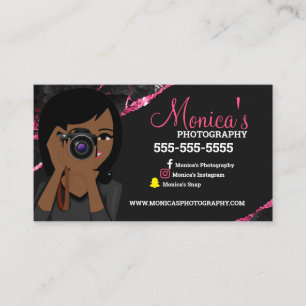 Pink and Black photographer lens Business card