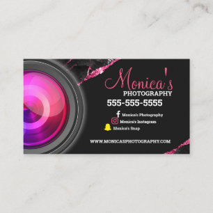 Pink and Black photographer lens Business card