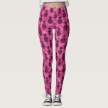 Pink and Black Pineapple Tropical Summer Leggings<br><div class="desc">Hot Pink and Black Pineapple Tropical Hawaiian Summer Birthday Gift.</div>