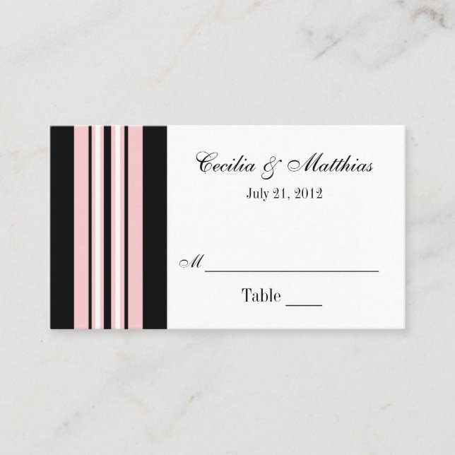 Pink and Black Place Card Holder (Front)