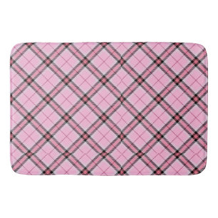 Pink and black Plaid Bath Mat