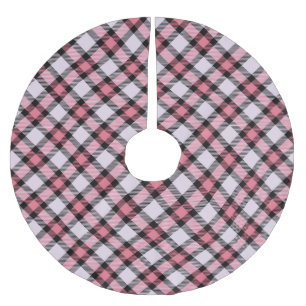 Pink and black Plaid Brushed Polyester Tree Skirt