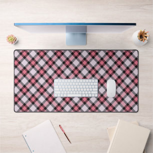 Pink and black Plaid Desk Mat