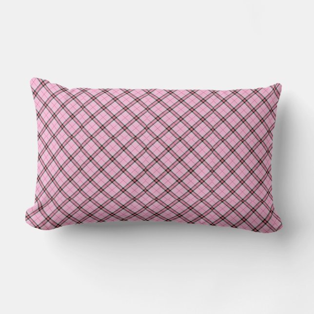 Pink and black Plaid     Lumbar Cushion (Front)