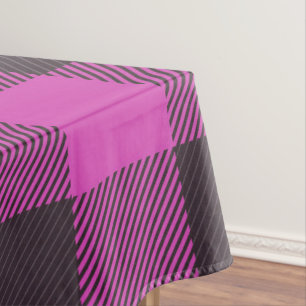 Pink And Black Plaid Tablecloth