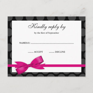 Pink and Black Polka Dot Bow RSVP Response Card