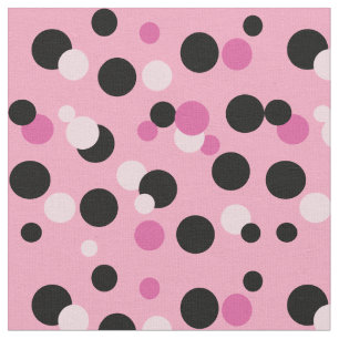Pink and Black Polka Dot Fabric