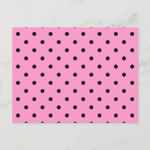 Pink and Black Polka Dot Pattern. Postcard