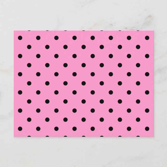 Pink and Black Polka Dot Pattern. Postcard (Front)