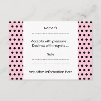 Pink and Black Polka Dot Pattern. Spotty. RSVP Card