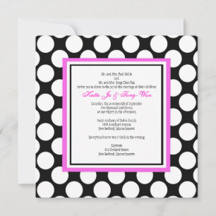 Pink and Black Polka Dot Wedding Invitation