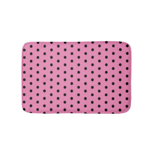 Pink and Black Polka Dots Bath Mat