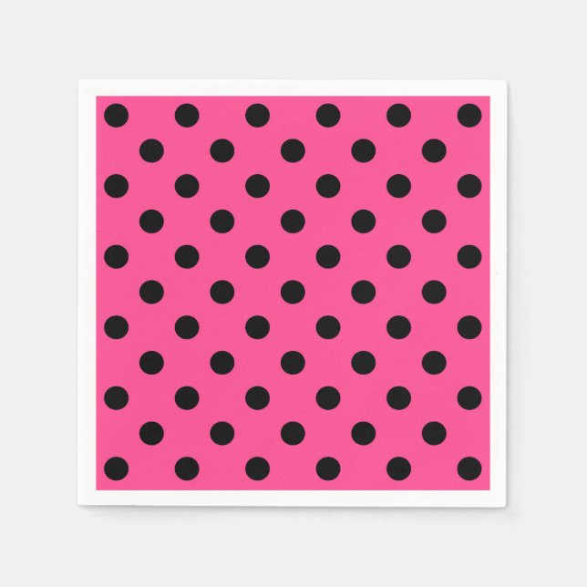 Pink and Black Polka Dots Napkin (Front)