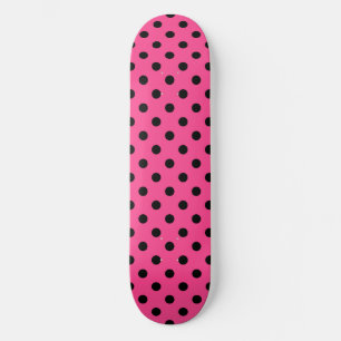 Pink and Black Polka Dots Skateboard