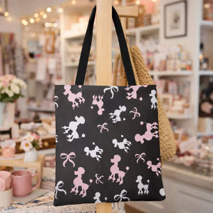 Pink and Black Poodle design Tote Bag