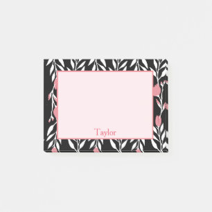 Pink and Black Pretty Floral Post-it Notes