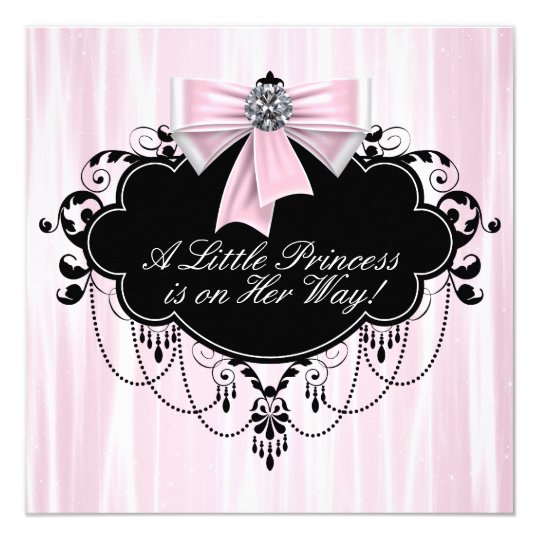 Pink and Black Princess Baby Shower Card