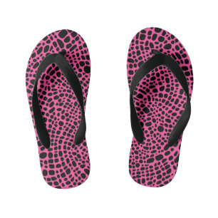 Pink And Black Psychedelic Oragnic Skin Pattern Kid's Flip Flops