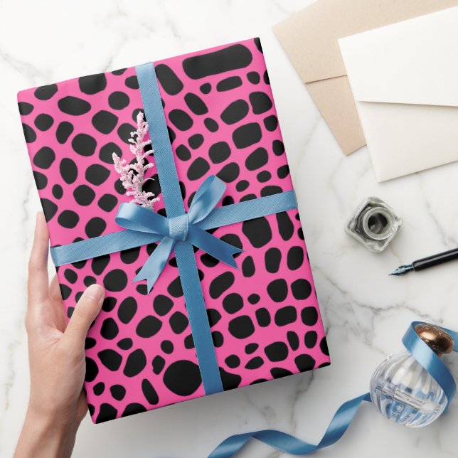 Pink And Black Psychedelic Oragnic Skin Pattern Wrapping Paper (Gifting)