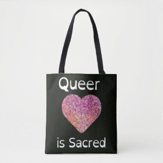 Pink and Black Queer Love Is Sacred Tote Bag