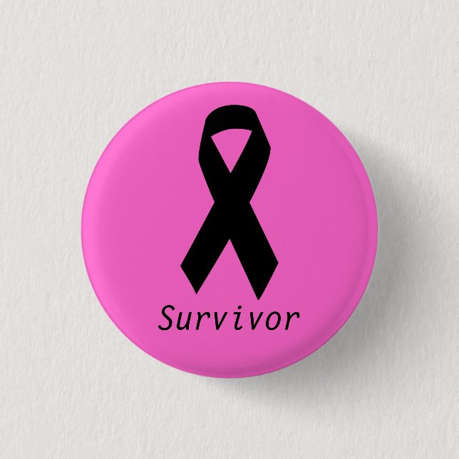 Pink and Black Ribbon Button (Front)
