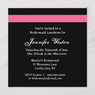 PINK and BLACK Rose Bridesmaid Luncheon Invitation
