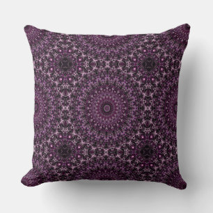 Pink and Black Rose Mandala with Floral Geometry Cushion