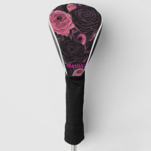 Pink and Black Roses Goth Golf Head Cover