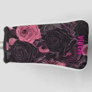 Pink and Black Roses Goth Golf Head Cover