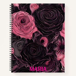 Pink and Black Roses Notebook