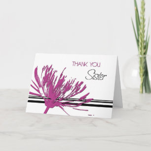 Pink and Black Sister Thank You Maid of Honour Car Card